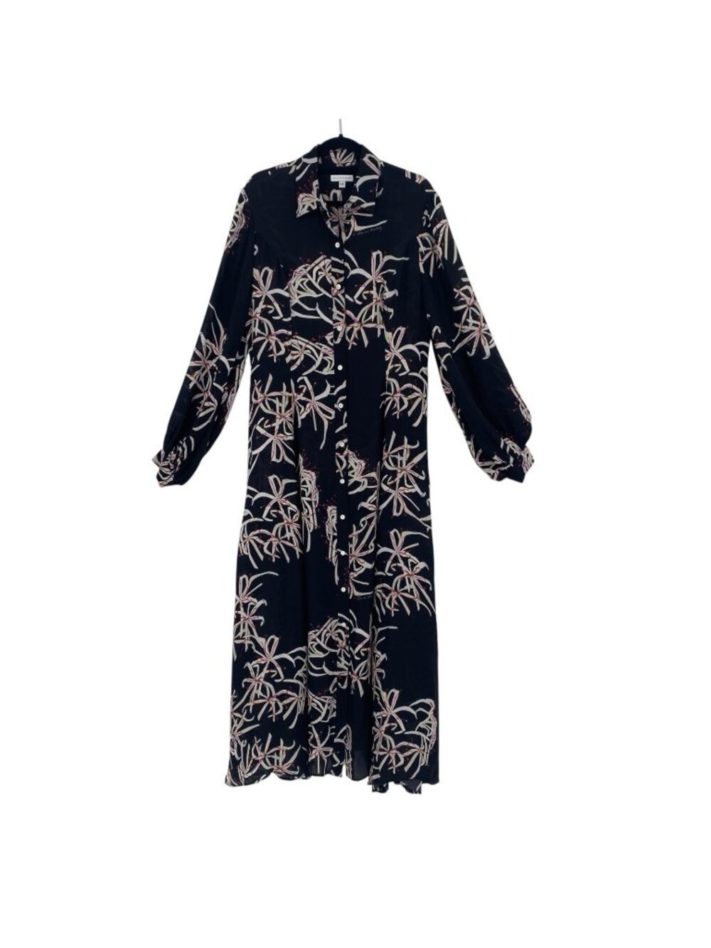 Ala Von Auersperg Size 12 Black Pink Floral Printed Maxi Dress 100% Silk